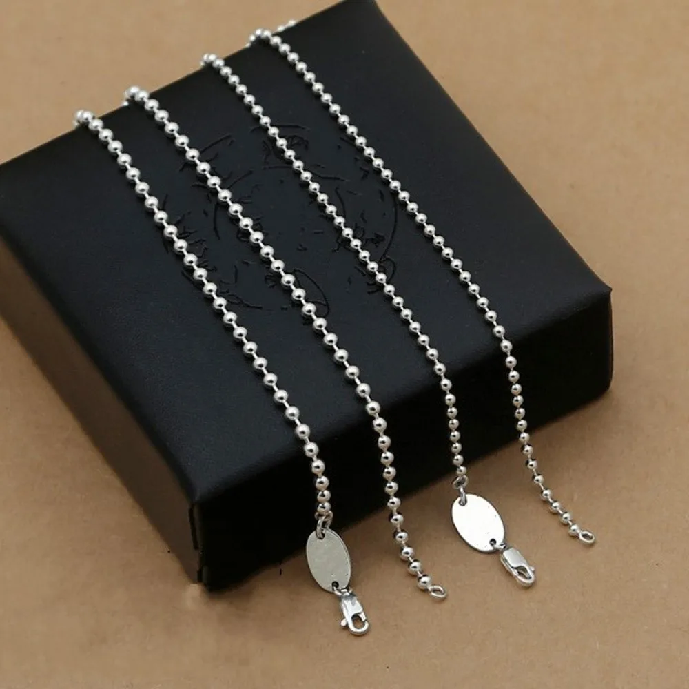 BOCAI Real S925 Silver Jewelry Kroll Cross Sweater Chain 3mm Long Fashion All-Match Necklace for Men and Women Wholesale
