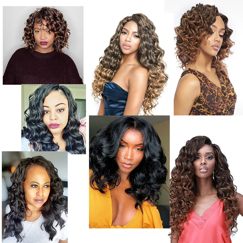 Short Freetress Ocean Wave Synthetic Body Wavy Crochet Bundles Soft Braidable Crochet Hair for Braids