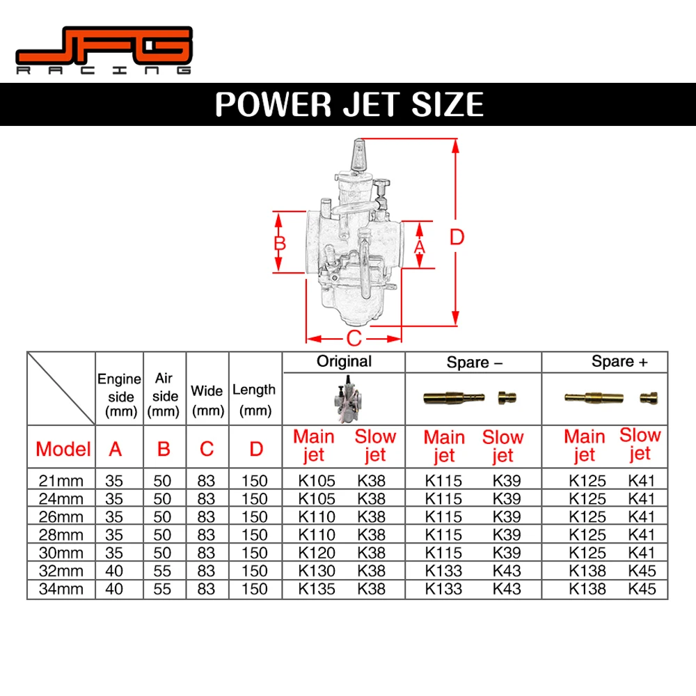 Motorcycle 21 24 26 28 30 32 34mm Universal Black For Mikuni Maikuni PWK Carburetor Scooters ATV With Power Jet Dirt Bike