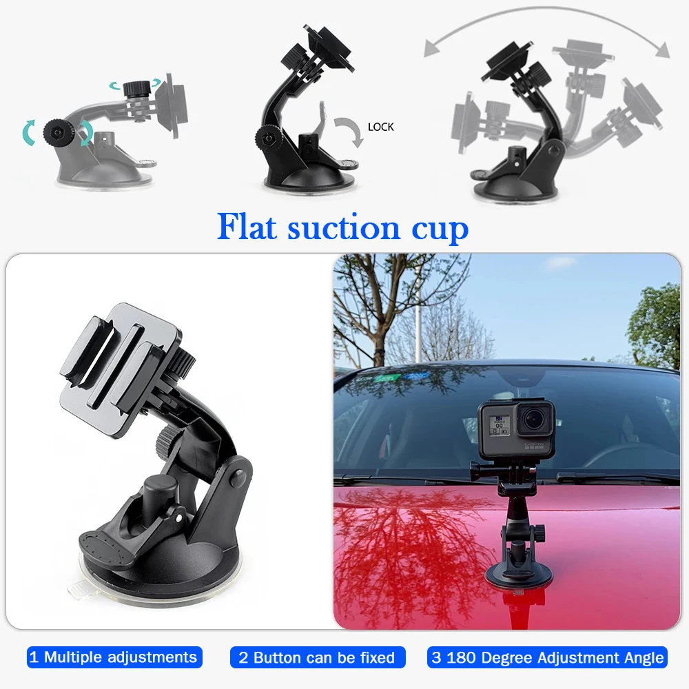 Cámara de acción con ventosa, cámara deportiva, trípode para soporte de registro de coche, soporte para teléfono Gopro Hero 10 9 8 7 6, accesorios