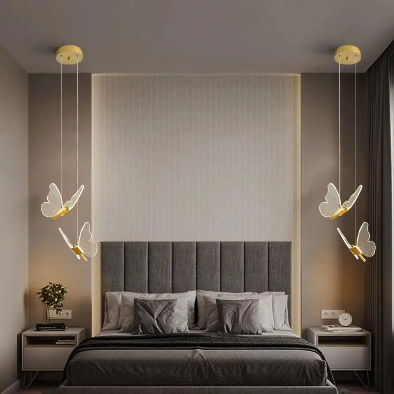 

Butterfly LED Hanging lamp Nordic bedside Pendant lamp Modern Bedroom Light Luxury Restaurant Living Room Decor Light fixture