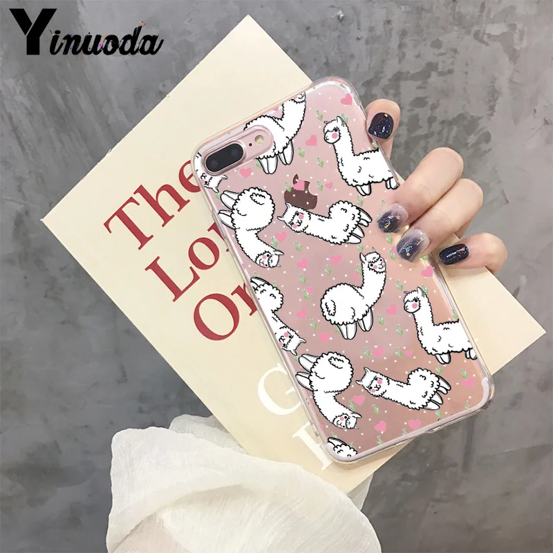 Yinuoda Kawaii Cute Llama Alpaca Animals Cartoon Colorful Phone case for Apple iPhone 8 7 6 6S Plus X XS max 5 5S SE XR Cover