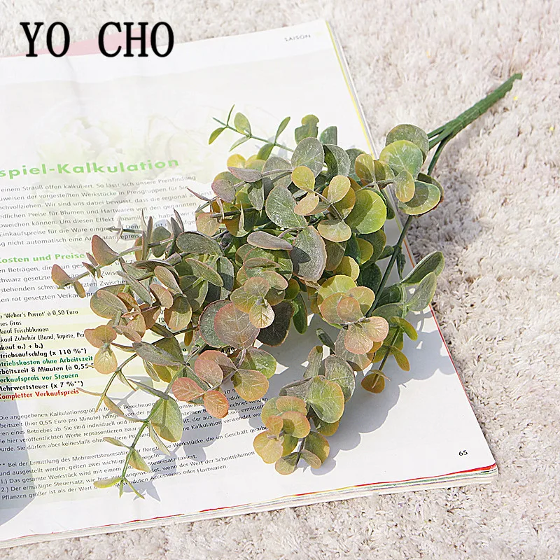 Image 6: YO CHO — Plante artificielle en plastique style forêt,pour mariage ou pour votre domicile, fausse feuille d'eucalyptus verte, décorations, DIY