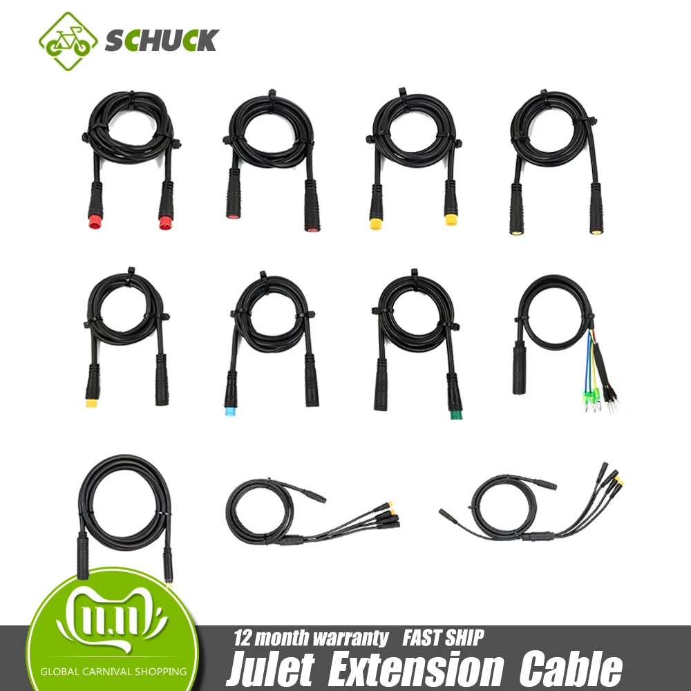 

Julet Cable 2 3 4 5 Pin Waterproof Convert Extension Cable 1to4/1to5 Light Throttle Display Conversion Cable Ebike Accessories