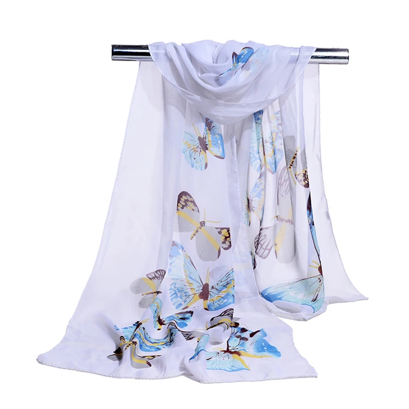 

Summer Women Long Thin Print Chiffon Sunscreen Beach Cape Scarves Fashion Butterfly Silk Scarf Wraps Foulard Hijab Stole N81