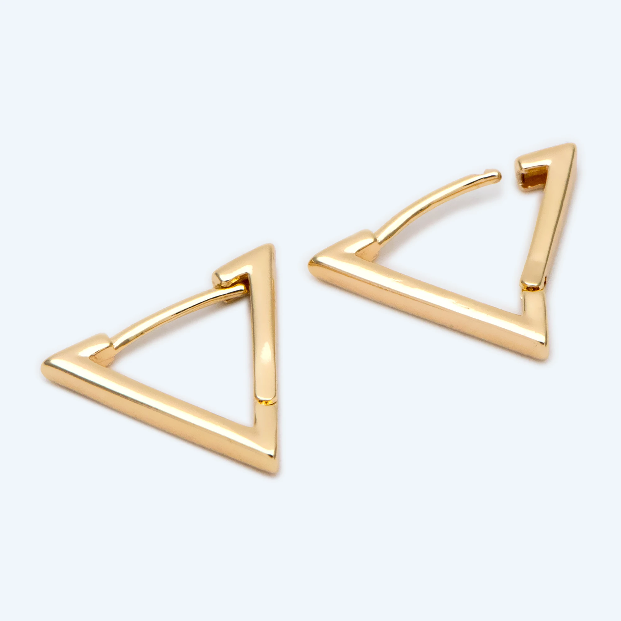 10pcs Triangle Leverback Ear Hooks 16mm, 18K Gold Plated Brass, Geometric Earring Hoop Components (GB-2358)