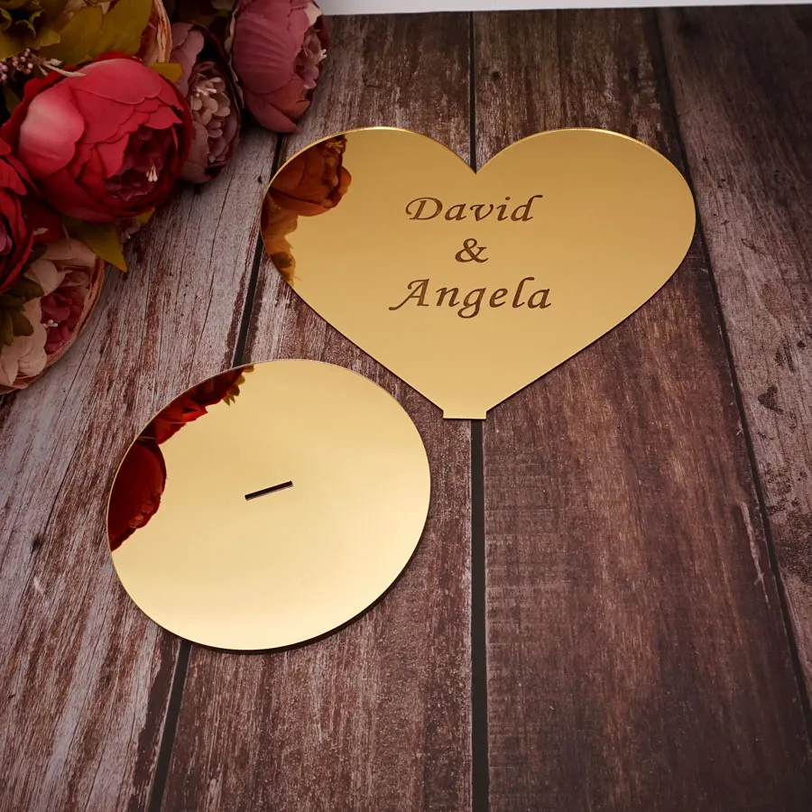 Personalisierter Herz-Stil, Hochzeit, Event, Party, Tischdekoration, Gastgeschenke, Requisite, individueller Name, Acrylspiegel als Verlobungsgeschenk – Detail 7