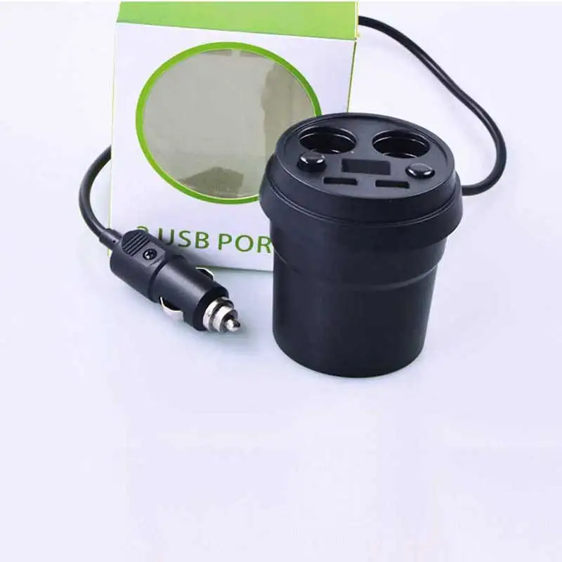 

New Cup Car Charger Multi-function Display Voltage 3.1A 2 USB Car-charger DC12-24V Cigarette Lighter Splitter For GPS DVR Charge