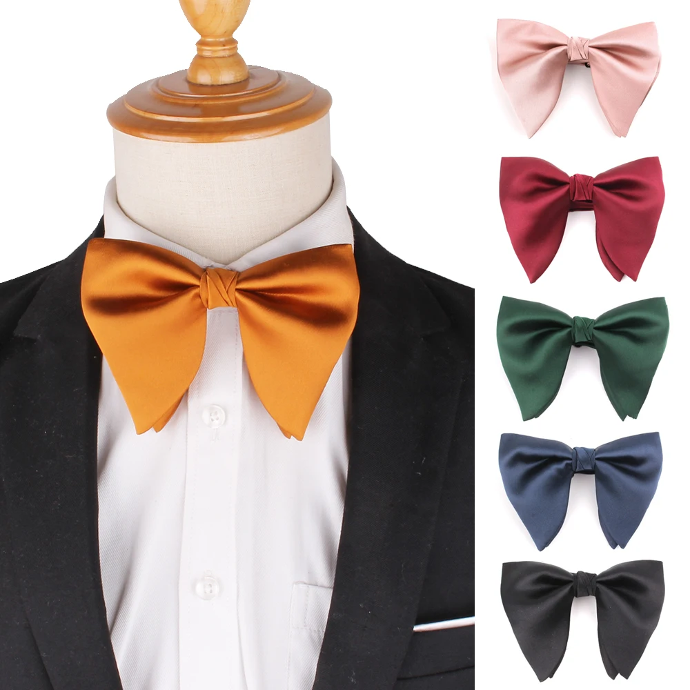 New Solid Bow Tie For Men New Wedding Bowtie Adjustable Oversize Bow tie For Wedding Groom Big Bow ties Butterfly Men's Gifts