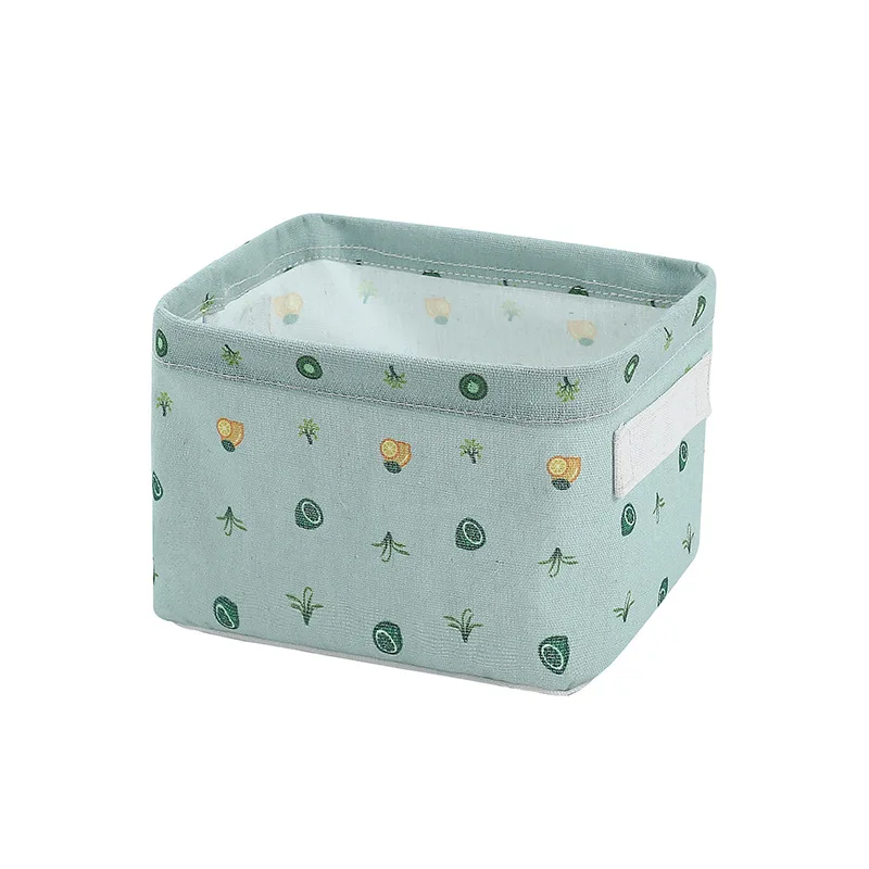 

Waterproof Makeup Cosmetic Organizer Girl Storage Basket Cute Printed Linen Desktop Sundries Storage Box Bag Student Foldable