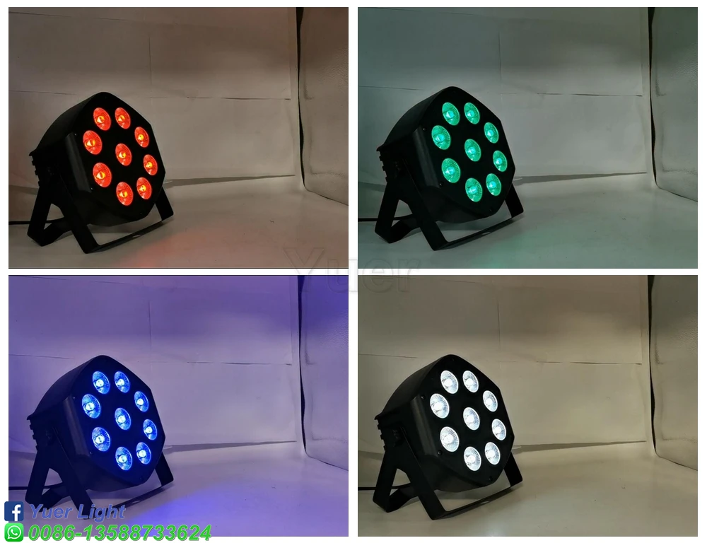 Imagem -06 - Controle Remoto sem Fio Led Par 9x10w Rgbw 4in1 Led Luz de Lavagem Fase dj Festa Uplighting Nenhum Ruído Controle Remoto Luzes da Noite