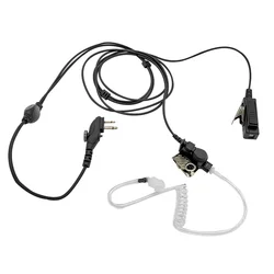 Earpiece Clear Coil Tube Headset, PTT Mic, 2-Pin Plug with Screw Radio, for Hytera, HYT, PD502, PD562, TC508, BD502i