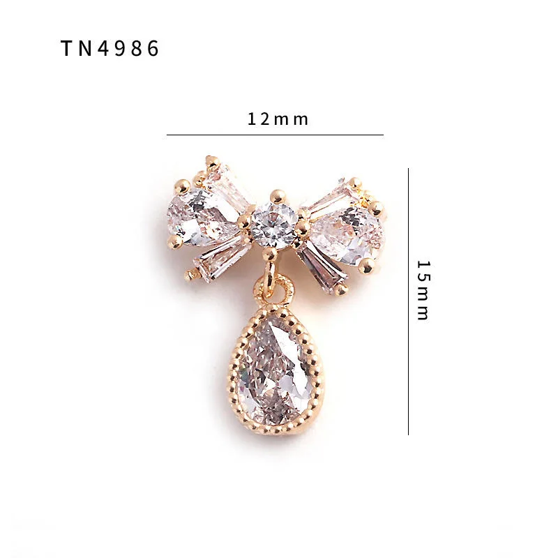

5pcs TN4986 Bow Pendant Alloy Zircon Nail Art Crystals nail jewelry gems Rhinestone nails accessories supplies decoration charms