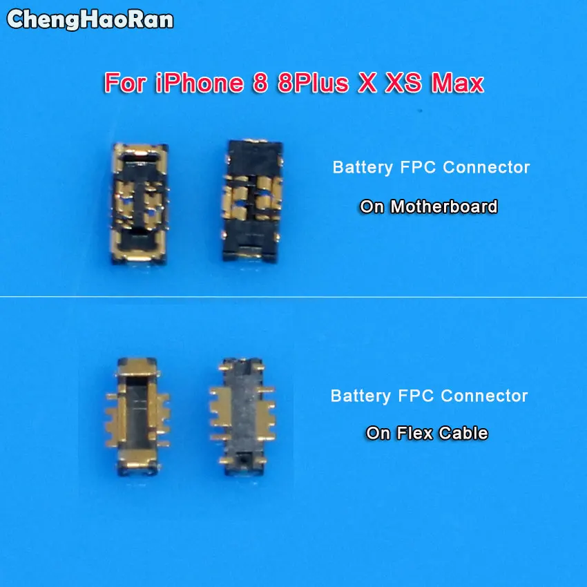 ChengHaoRan 1Piece Inner FPC Battery Connector Contact Holder For iPhone 8 Plus X XR XS Max On Logic Motherboard Flex Cable