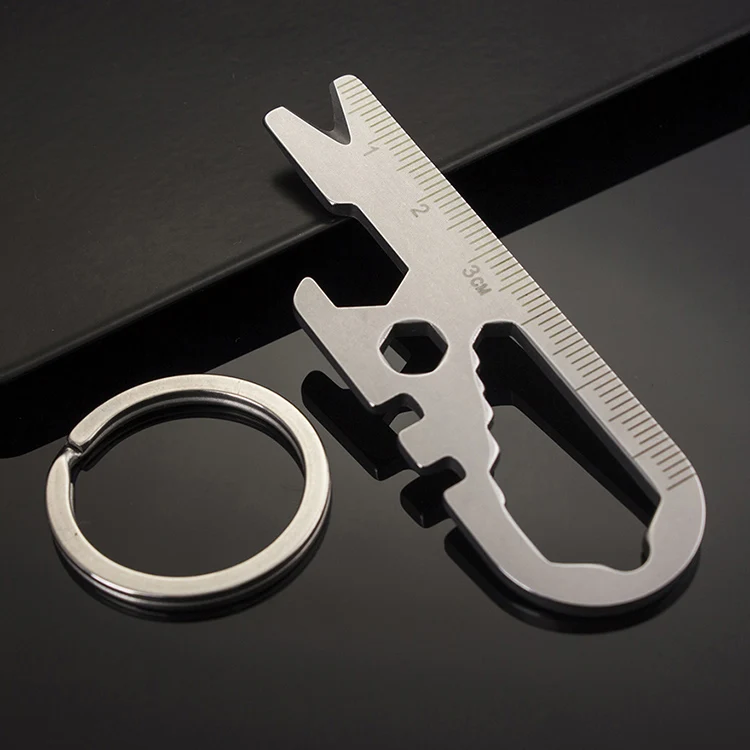 

Sanrenmu Multifunctional EDC Tool Kit Keychain with Bottle Opener Wrench Spoke Spanner Nail Puller Ruler GJ033Z