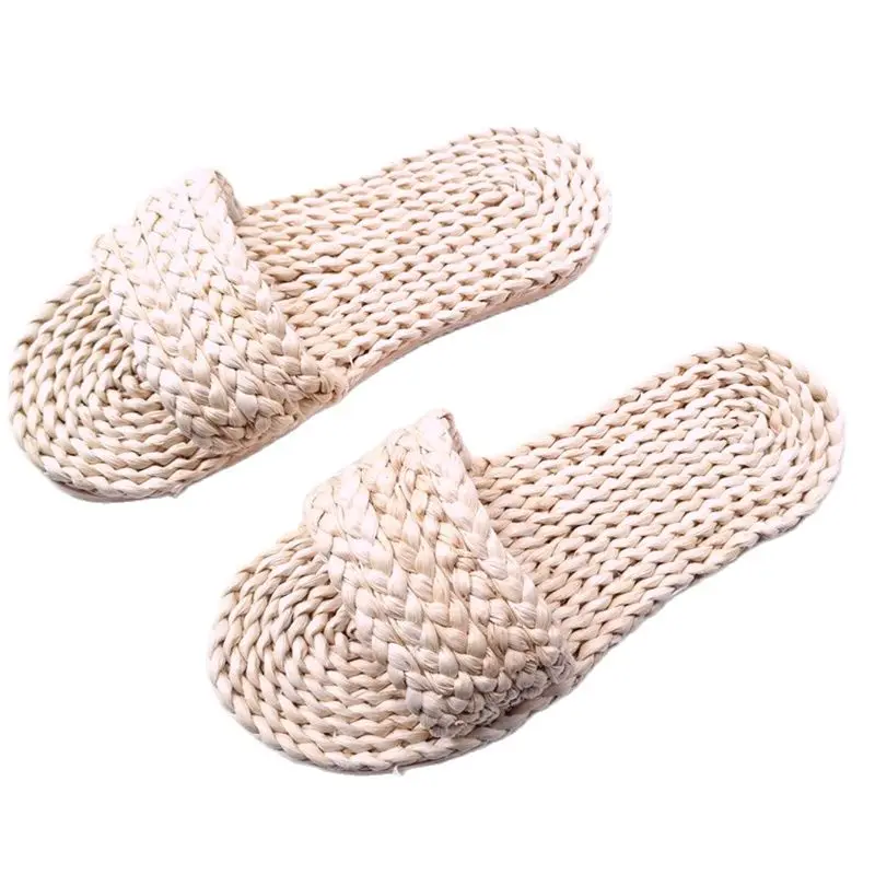 Summer Handwoven Seagrass Slippers for Women Straw Sandals  Unisex Home Shoes  Handmade Men\'s Straw Slippers Beach Shoes Sandals