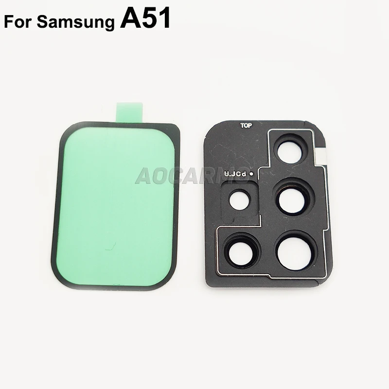 Aocarmo Back Rear Camera Lens Glass With Frame Holder Ring Adhesive Sticker For Samsung Galaxy A51 A71 SM-A7160 SM-A5160