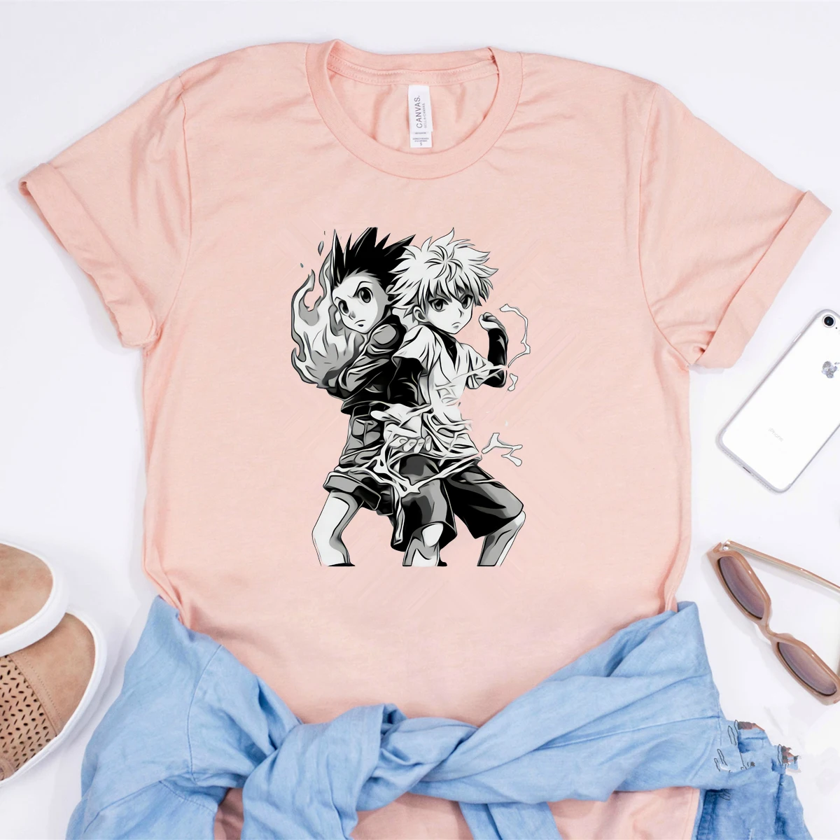 Hunter X Hunter T-shirt Gon and Kirua Graphic Tee HXH Anime Manga Lovers Shirt Women Casual Shirts Ladies Tops