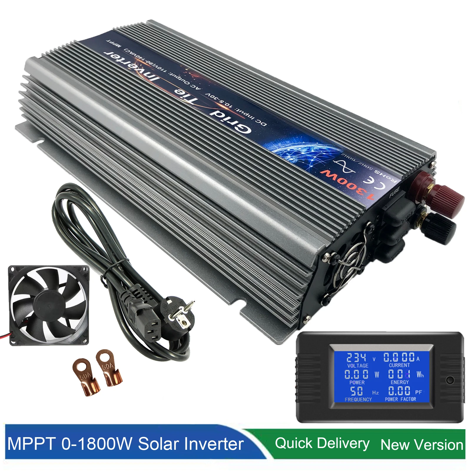 Micro 1300W Solar Inverter MPPT On Grid Tie inverter Pure Sine Wave 18V 24V 36V DC To 110V 220V AC For Wind Generator Battery