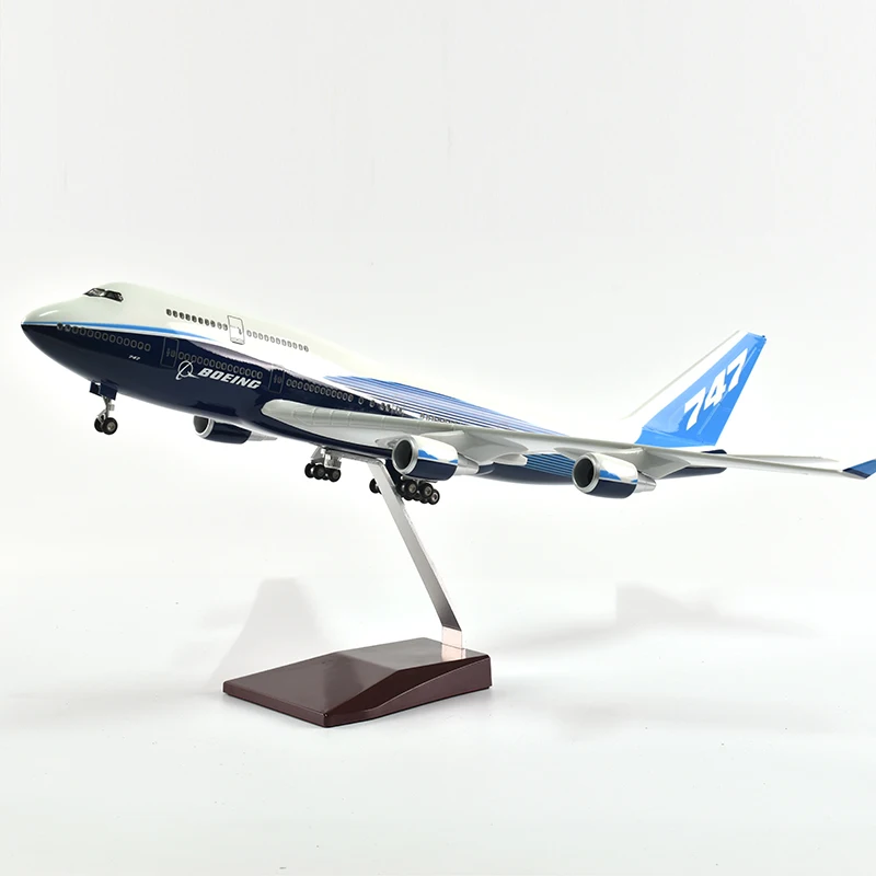 JASON TUTU 46cm Original Boeing 747 Plane Model Airplane Model Aircraft Model 1/160 Scale Diecast Resin Airplanes Planes W Light