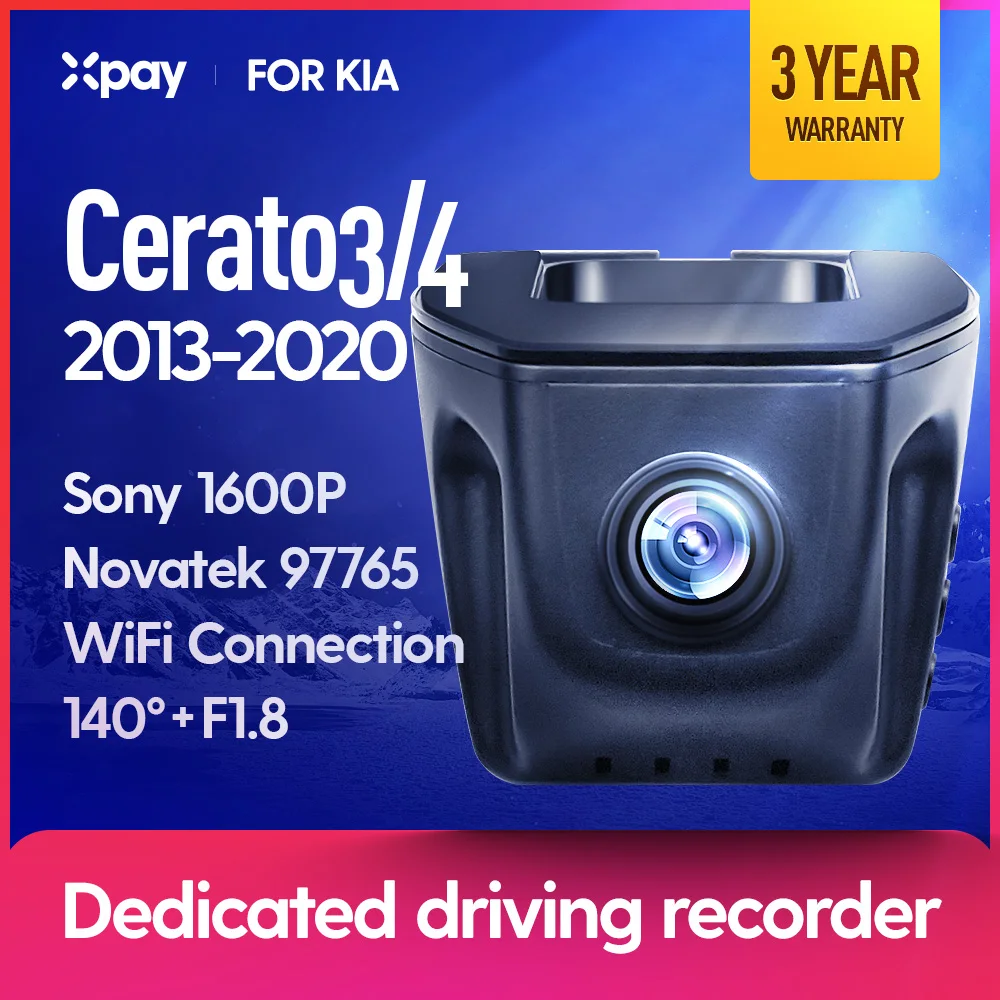 

XPAY Video Recorder DVR X1 Pro is suitable for Kia RIO3/4 2013 2014 2015 2016 2017 2018 2019 front and rear dual recording driving recorder HD camera 1600P Night Vision
