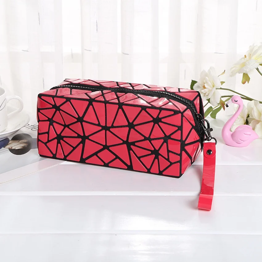 WSYUTUO Geometric Cosmetic Bag Geometric Folding Women Make Up Bag Travel Makeup Case Beauty Bag Organizer Toiletry Kit Pouch