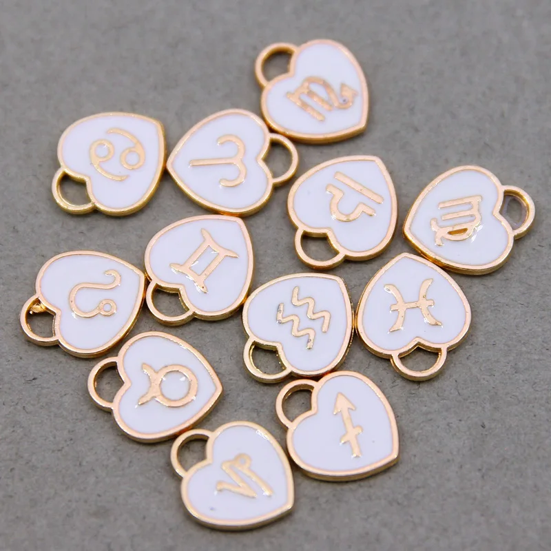 12pcs 12*14mm Animal 12 Constellations Zodiac Charms Enamel Charms Handmade Pendant For Diy Bracelet Jewelry Making Wholesale