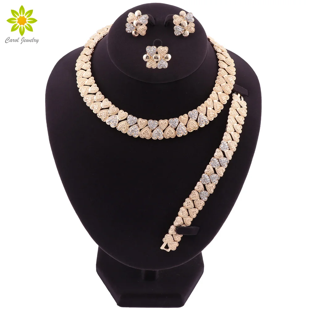 Luxury Dubai Gold color Jewelry Sets for Women African Beads Jewelry Set Turkey Bridal Necklace Earrings Set Wedding Accessories