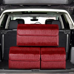 Car Trunk Storage Box Luxury Crocodile Pattern Folding Car Organizer Box Multifunction PU Leather Storage Bag Auto Accessories