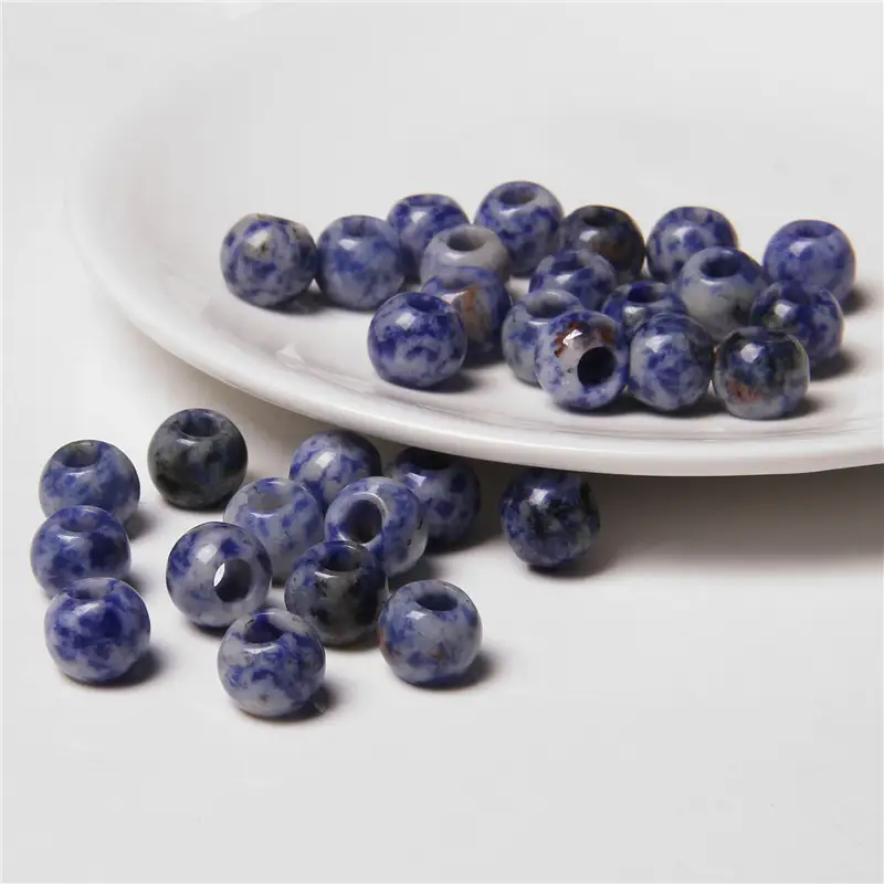 10pcs/Lot 8x14mm 5mm Big Hole Natural Round Jades Jaspe Stone Crystal Spacer Beads Charm Pendant For Jewelry Making Accessories - Image 38