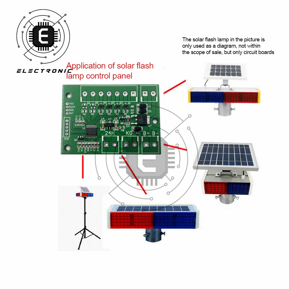 Circuito di controllo della luce stroboscopica solare 12V, aspetto compatto, facile da usare, alte prestazioni di sicurezza