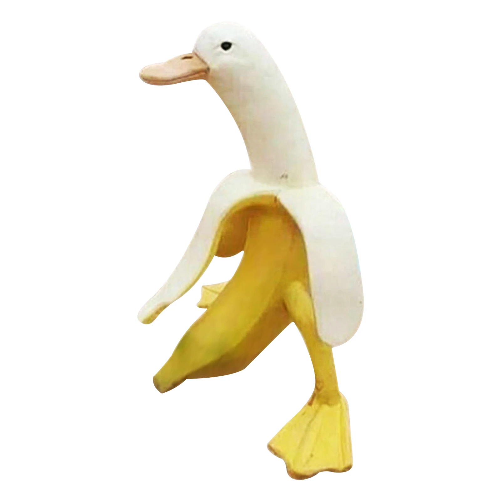 Statua di arte di anatra di Banana, arredamento esterno da giardino, simpatici ornamenti di decorazione di figurine di anatra di Banana pelati divertenti divertenti