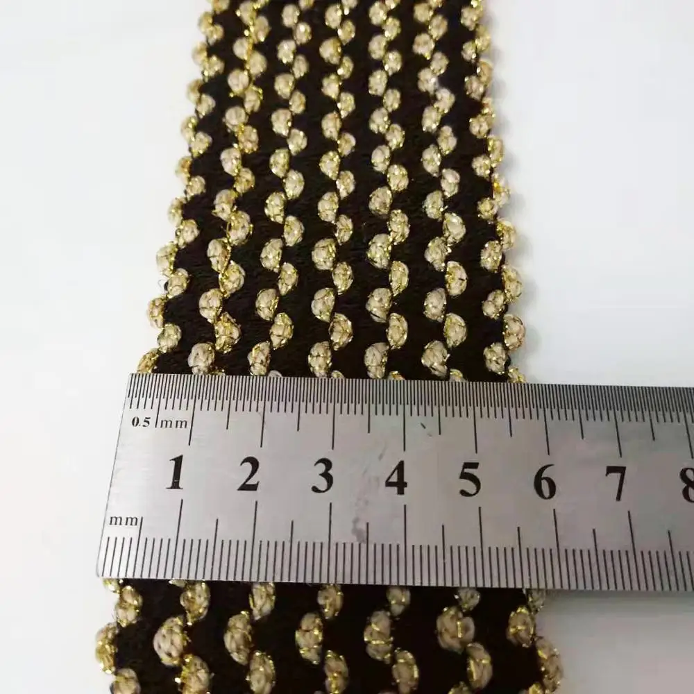 Fettuccia microelastica in oro nero 6cm di larghezza tessitura in pizzo cucito 1 yard Arabia saudita merceria elastico morbido materiali in vita