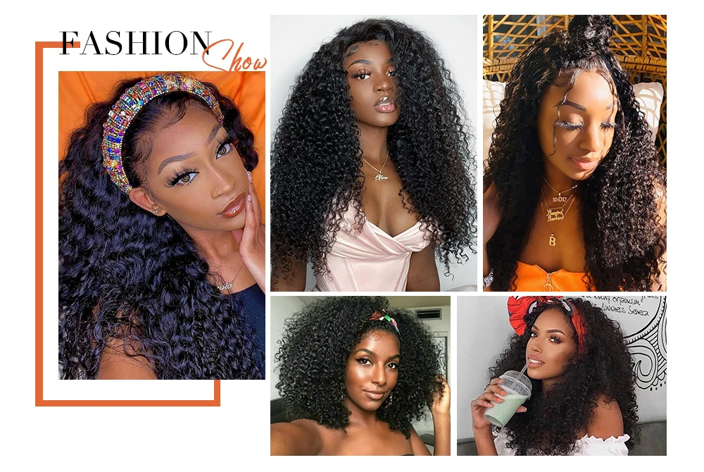 Afro Curly Blend & Secure DrawstringHalf Wig 4C Kinky Curly Human Hair 3/4 Half Wig Beginner Friendly Headband Curly Wig