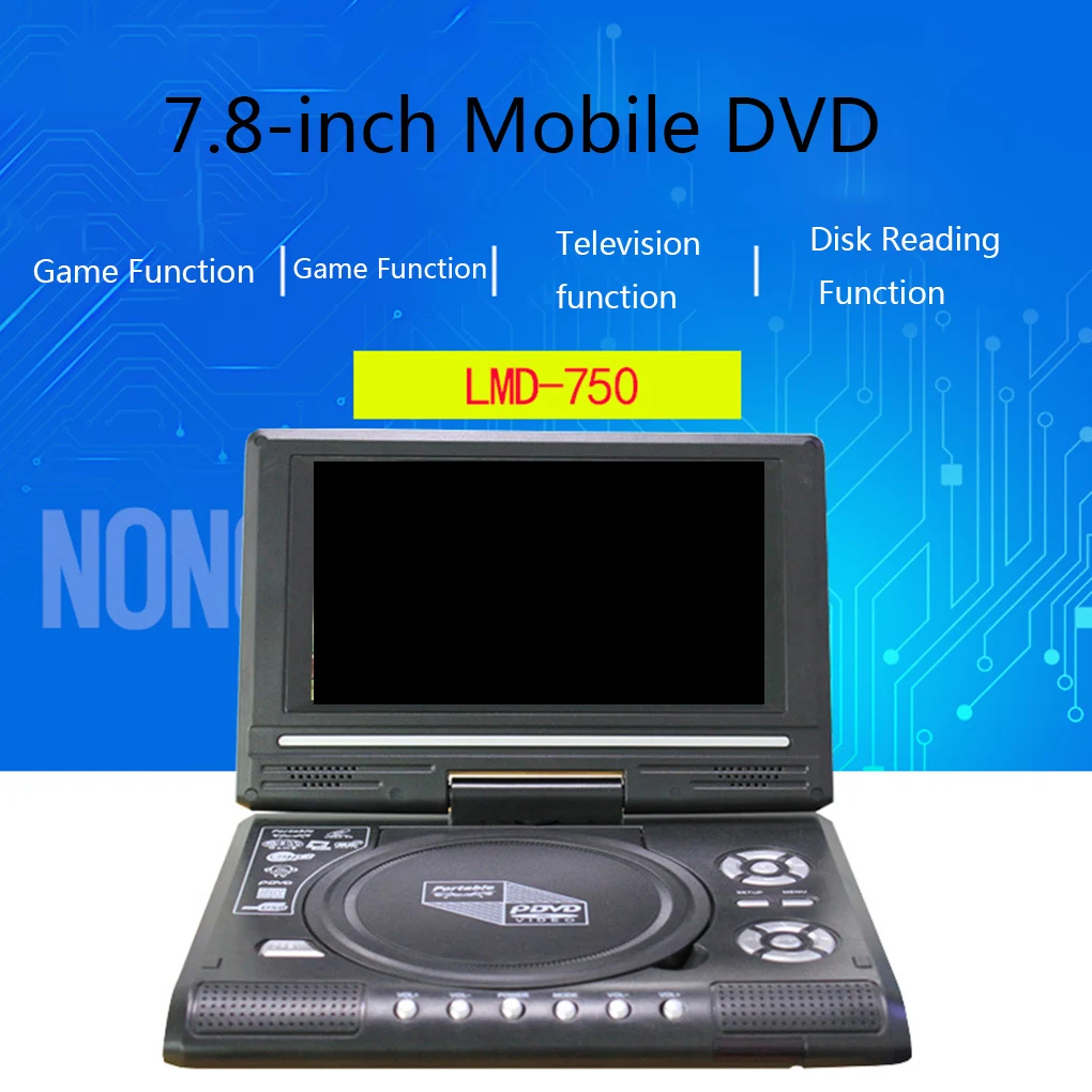 

Portable HD 7.8 Inch TV Home Car DVD Player VCD CD MP3 DVD Player USB SD Cards RCA Portatil Cable Game 16:9 Rotate LCD Screen