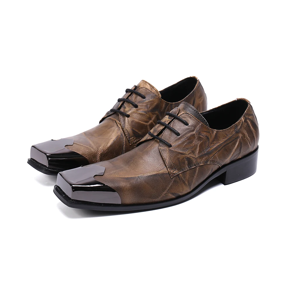 

Classic Bronze Genuine Leather Formale for Men Dress Office Luxury Shoes Male Breathable Business Oxfords Zapatos Hombre