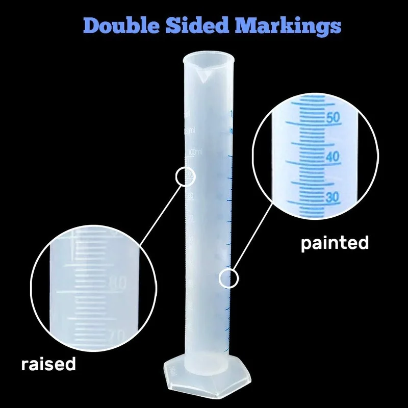 6pcsMeasuringCylinder10ml/50ml/100ml Graduated CylinderClearPlastic Measuring Graduated Cylinder Set with Double Sided Markings