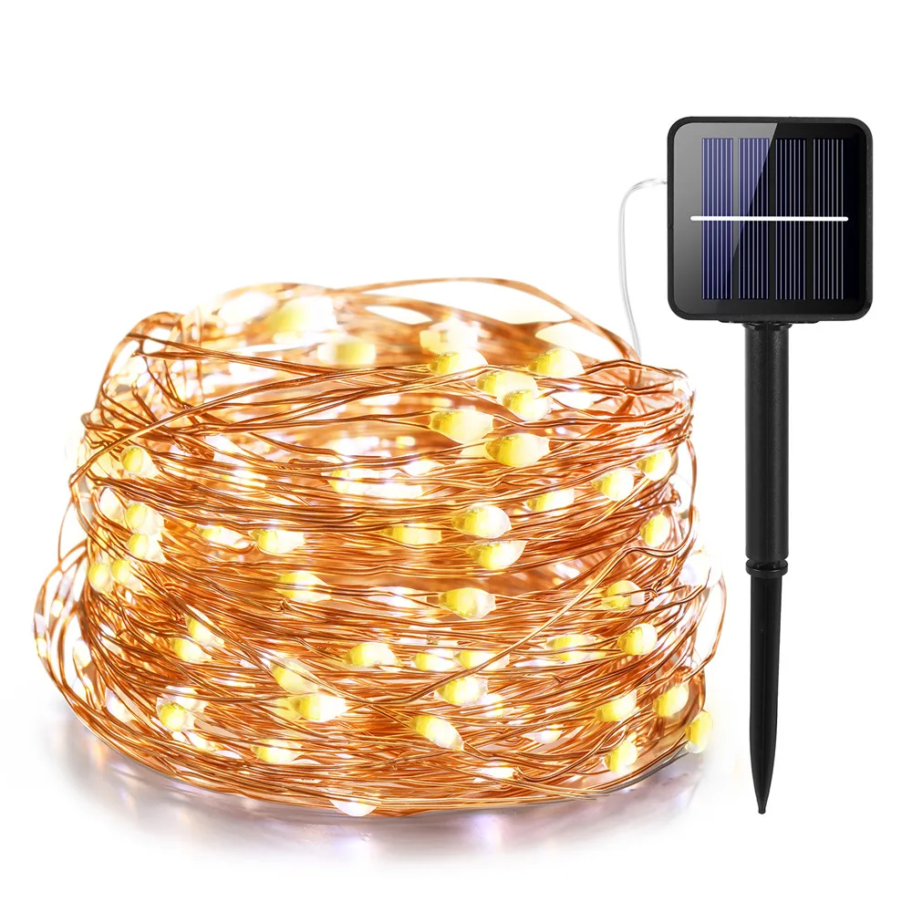 Guirnalda de luces LED para exteriores, lámpara Solar de 11m/21m/31m/51m, regulable por infrarrojos, iluminación para fiestas navideñas