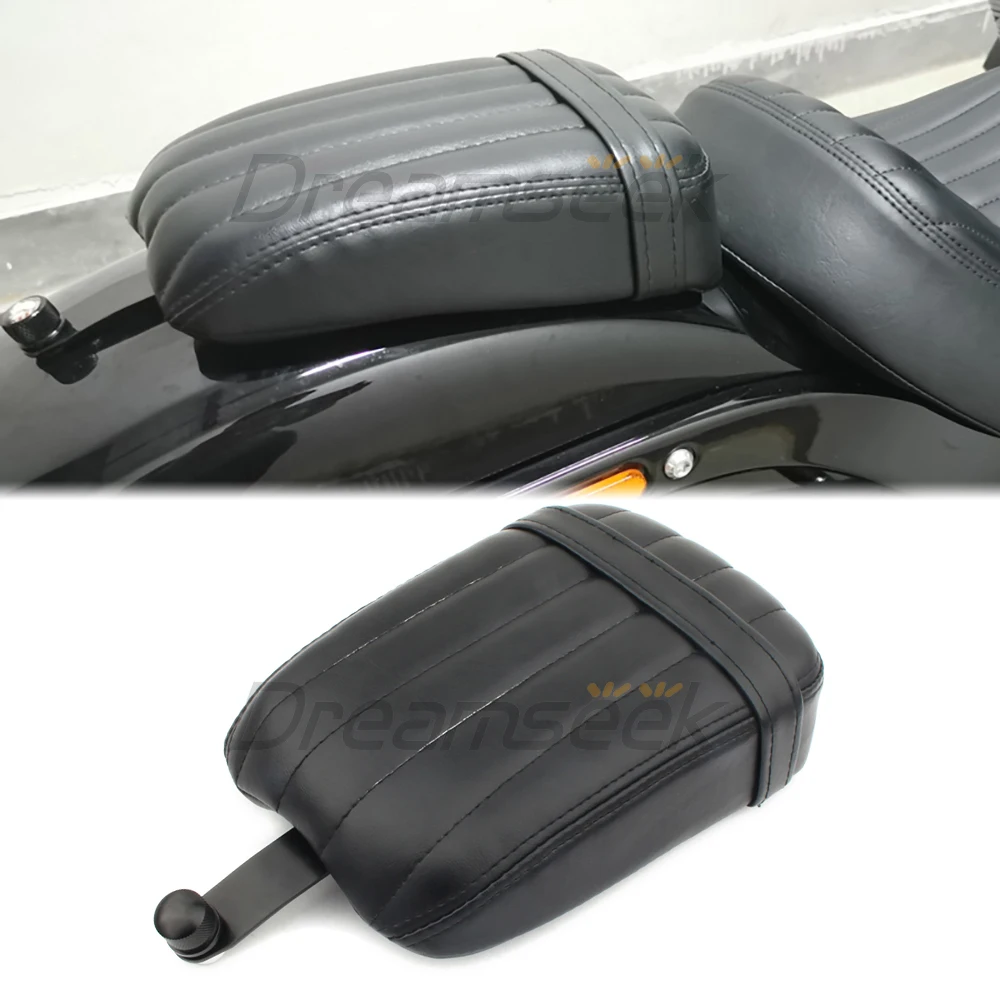 

Rear Passenger Cushion Seat for Harley Softail Street Bob 2018-2023 Motorcycle Seat Pad Black Leather Vertical Stripes Style