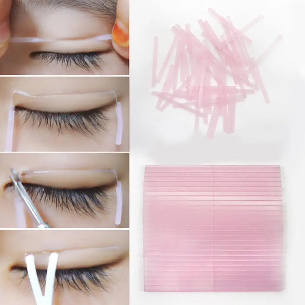 50pcs Invisible Double Eyelid Tape Fiber Magic Eyelid Stickers Double Sided Strip Adhesive Tape Beauty Tools