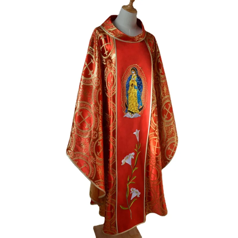 Chasuble Costume Gothic Roman Priest Vestments Clergy Robe Our Lady Of Guadalupe Virgin Mary Catholic Church Priest Garment