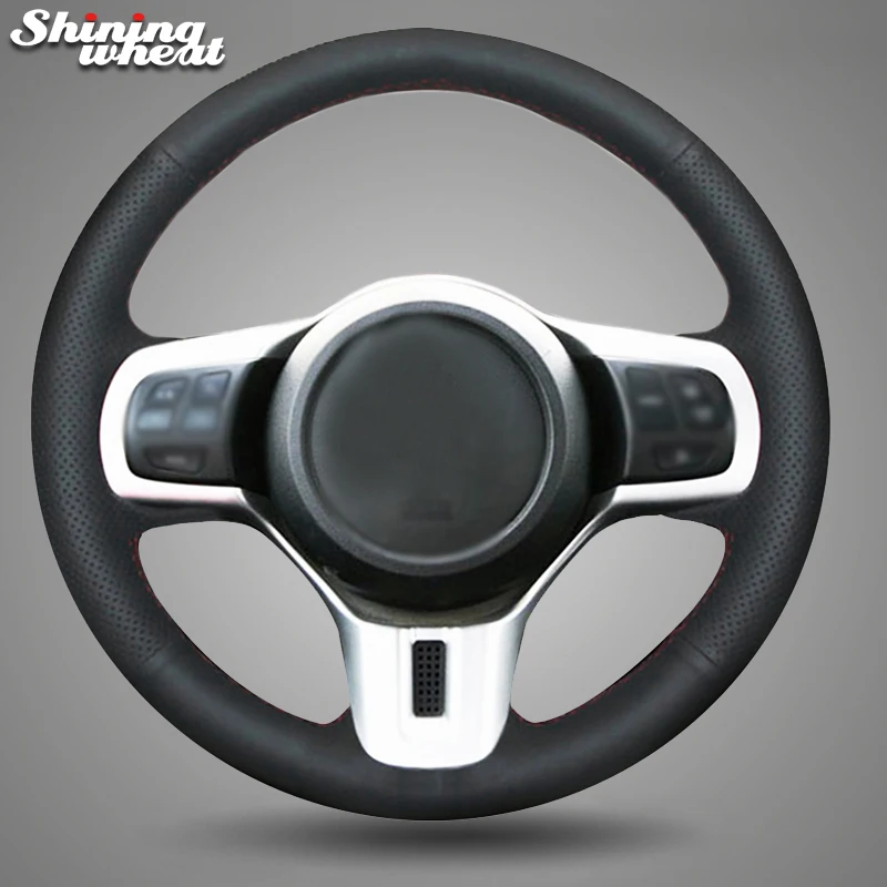 Shining wheat Black Leather Car Steering Wheel Cover for Mitsubishi Lancer 10 EVO Evolution