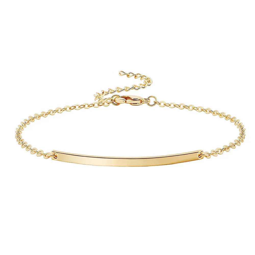 MinaMaMa Stainless Steel Blank Bend Stick Charm Bracelets For Women Geometric Bracelet Minimalist Jewelry