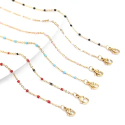 45cm/50cm/60cm Long 304 Stainless Steel Enamel Beads Link Cable Chain Necklace Chokers Necklaces For Chic Wedding Gift ,1 Piece