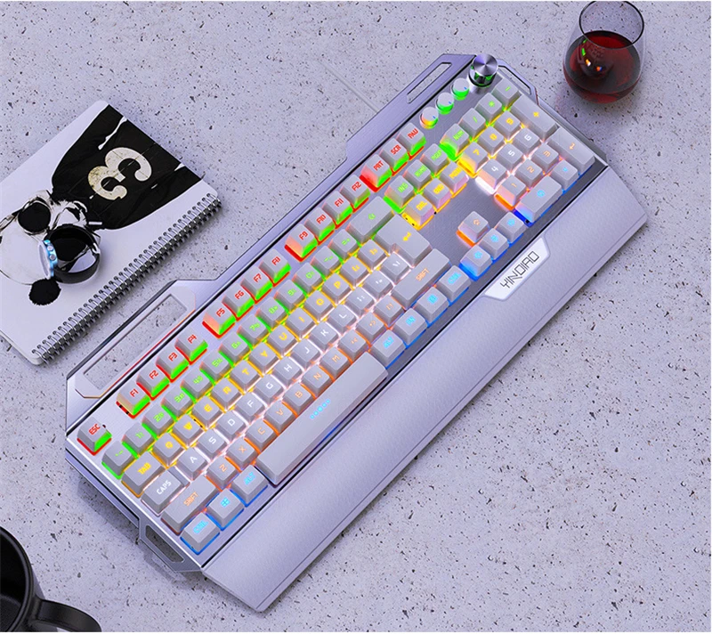 Imagem -06 - Teclado Mecânico para Jogos com Fio Descanso para Celular Suporte para Ajuste de Botão Chave Azul e Preta