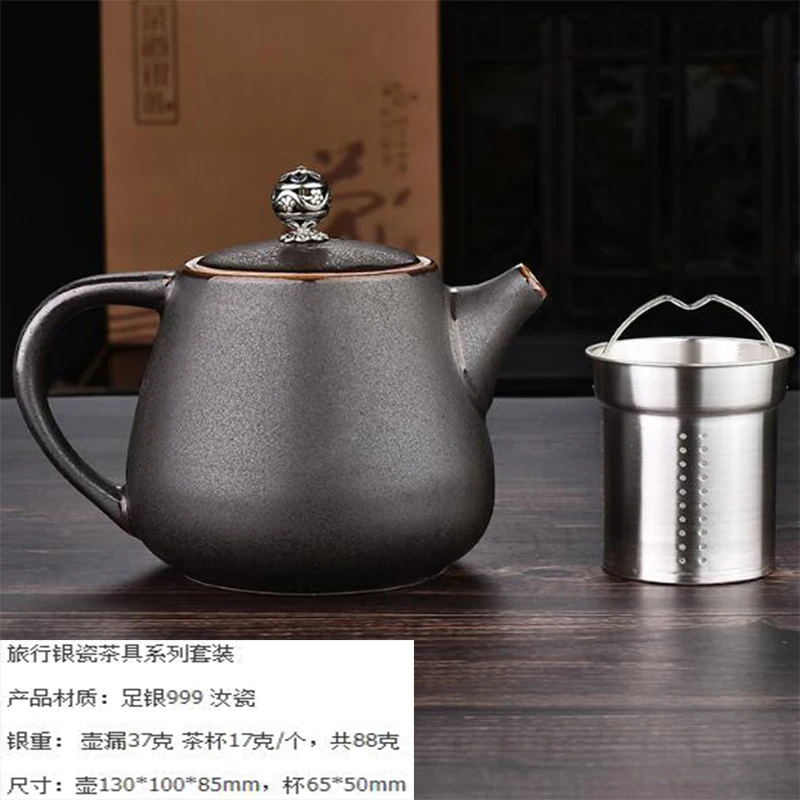 Silver pot, sterling silver 999 teapot, handmade, Japanese teapot, side handle pot, sterling silver pot, smoke pot