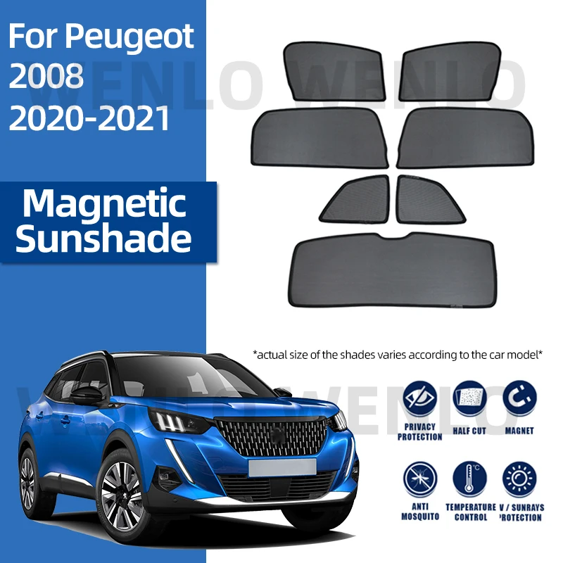 

For Peugeot 2008 2020-2021 Magnetic Sunshield Window Sunshade Interior Sun Visor Darkening Mesh Easy Mounting Curtain Shielding