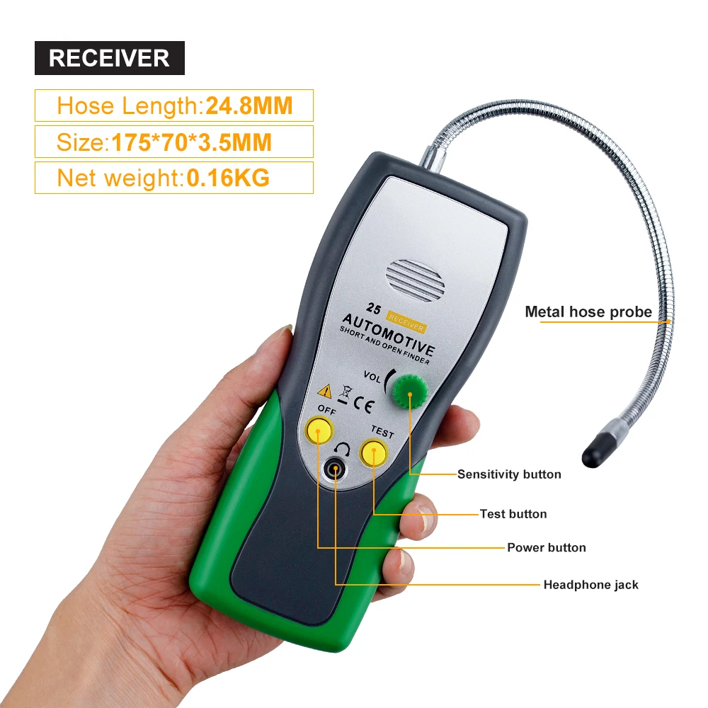 Holdpeak HP-25 Automotive Cable Wire Tracker Tester,for Airbag, Automobile lines and Machine lines Installation and Maintenance