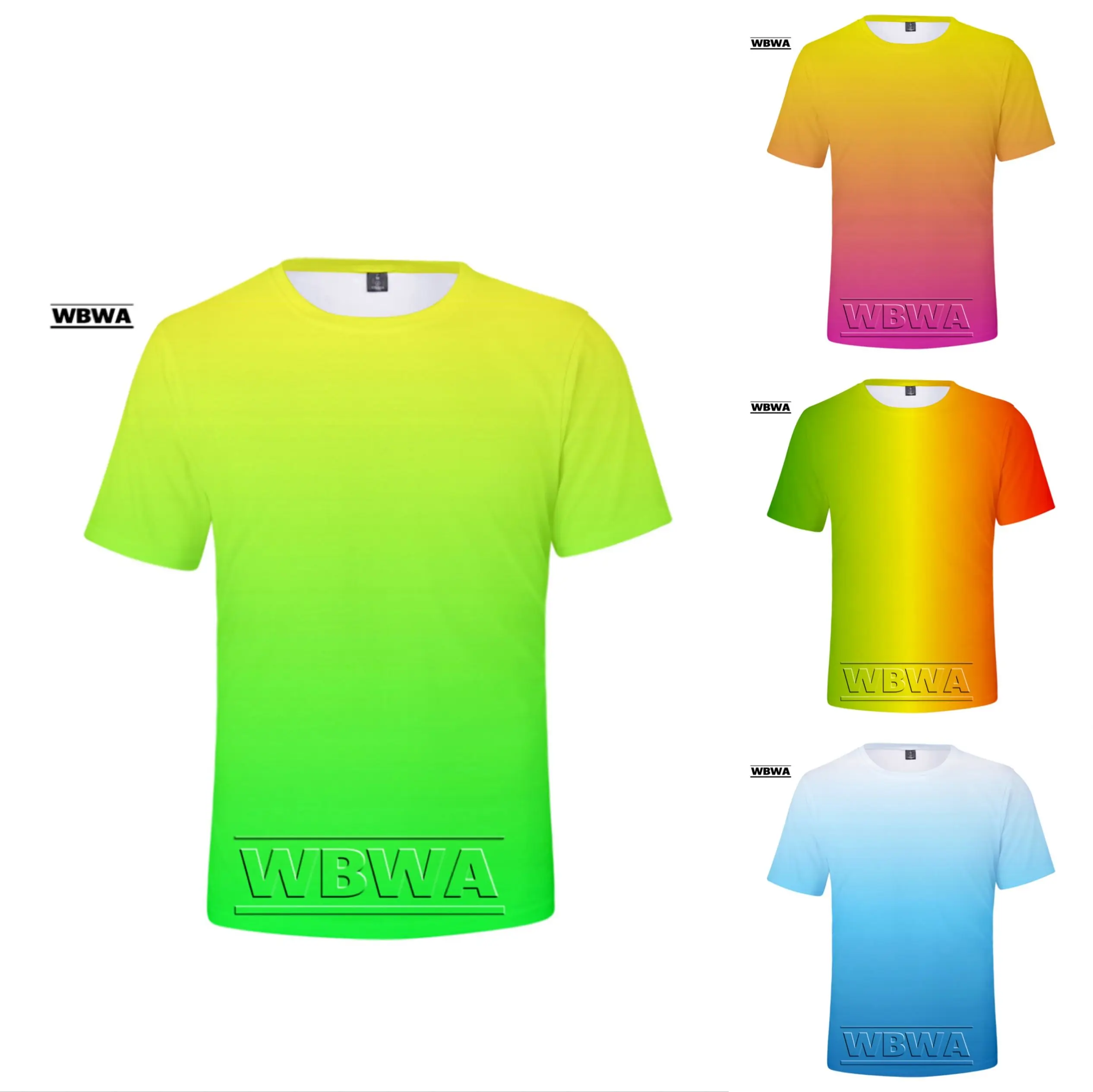 Neon T-Shirt Men/Women Summer green T shirt Boy/Girl Solid Colour Tops Rainbow Streetwear Tee Colourful 3D Printed Kids shirt