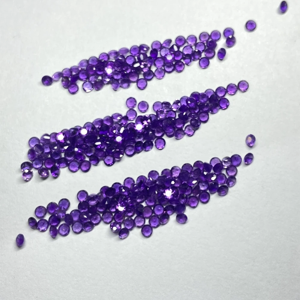 

Meisidian Brilliant Cut 100% Natural Gemstone A Quality 1-3mm Original Brazil Amethyst Stone